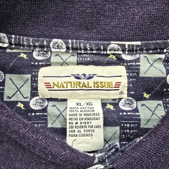Natural Issue Polo Shirt Mens XL Blue Short Sleeve Abstract Geometric Golf‎ AOP - Picture 5 of 6
